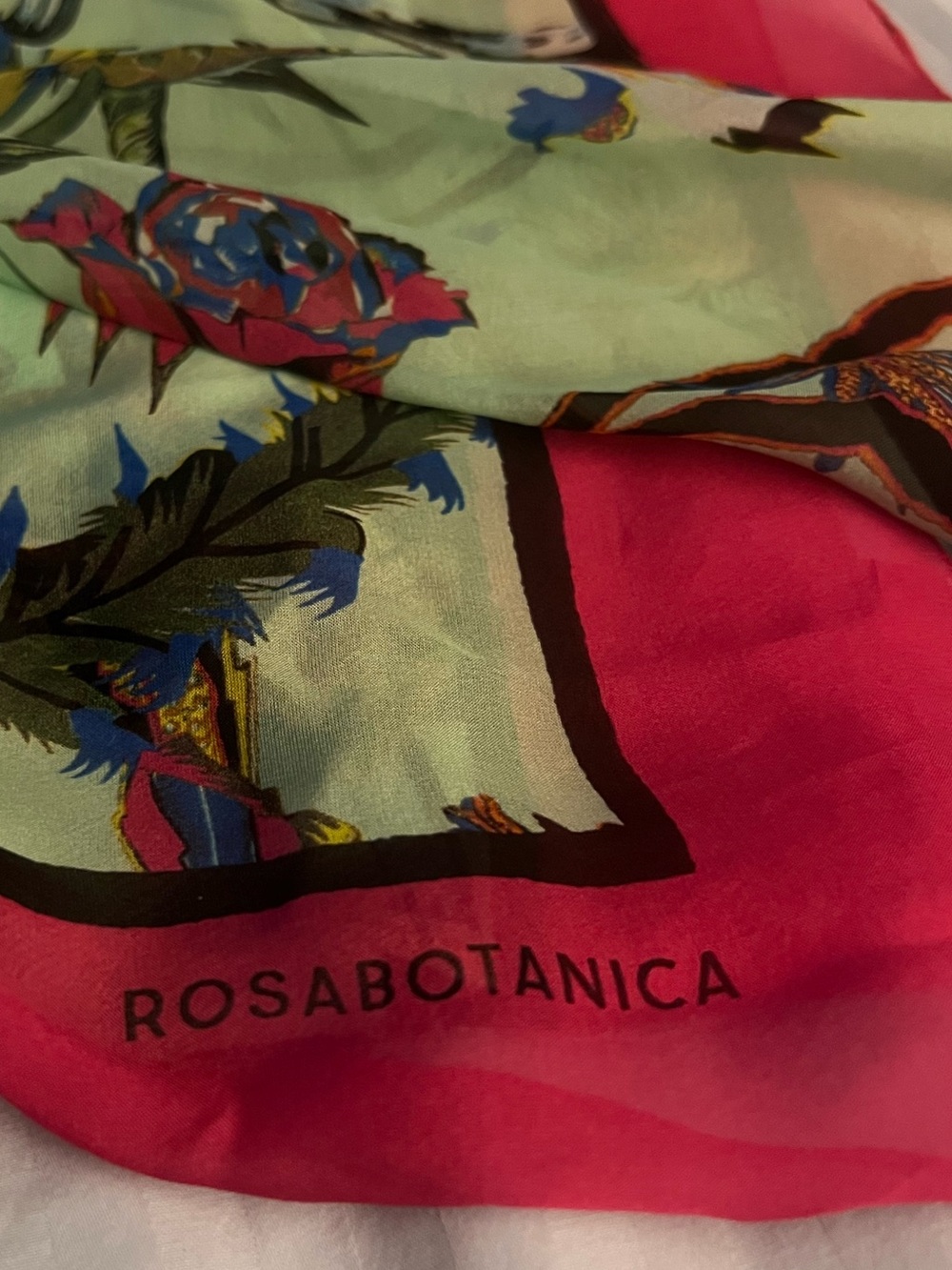 ROSABOTANICA (BALENCIAGA )Pink Floral Silk Scarf.